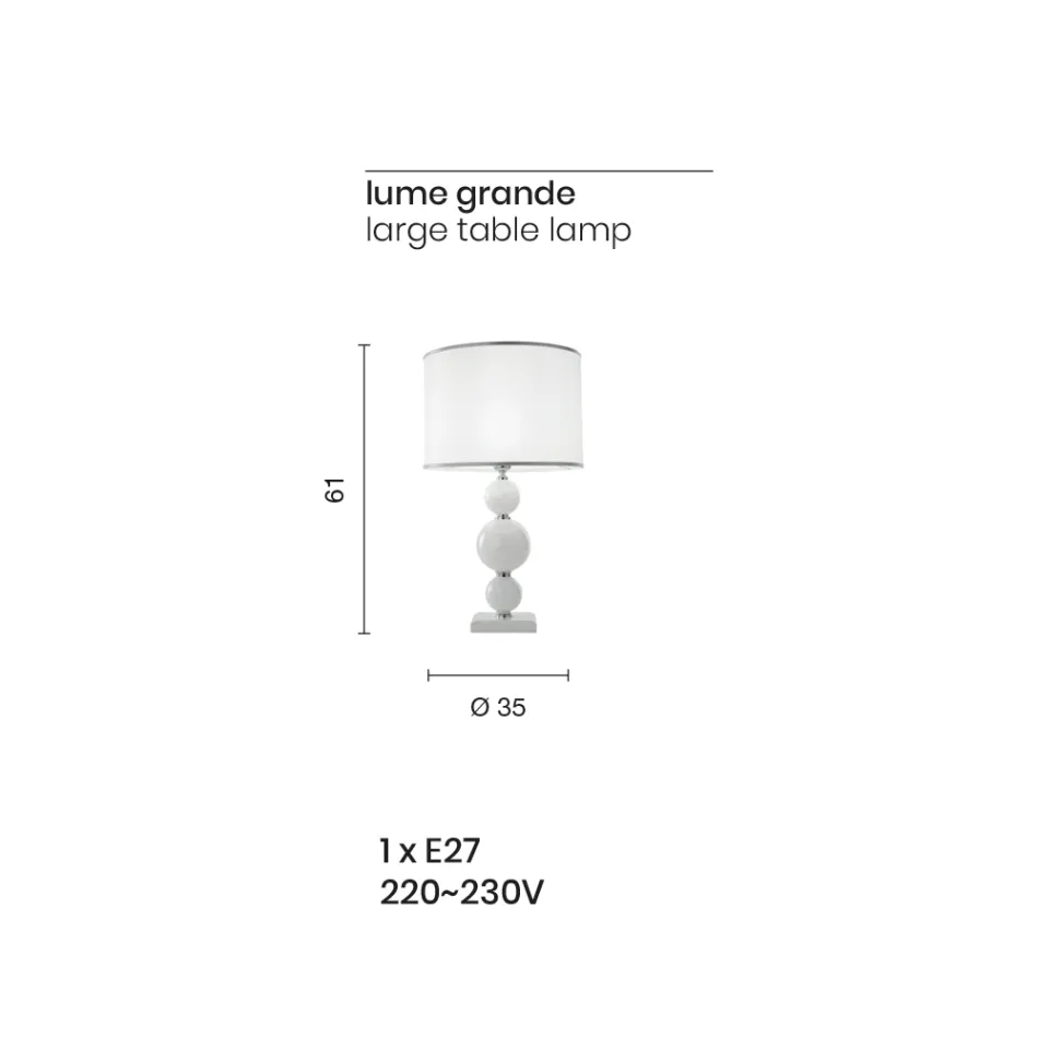 Lampada da Tavolo in Vetro Artigianale e Metallo Stile Classico - Memore Viadurini