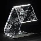 Lampada da Tavolo Led Cristallo Acrilico Piegato Decoro a Laser - Possett Viadurini