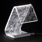 Lampada da Tavolo Led Cristallo Acrilico Piegato Decoro a Laser - Possett Viadurini