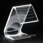 Lampada da Tavolo Led Cristallo Acrilico Piegato Decoro a Laser - Possett Viadurini