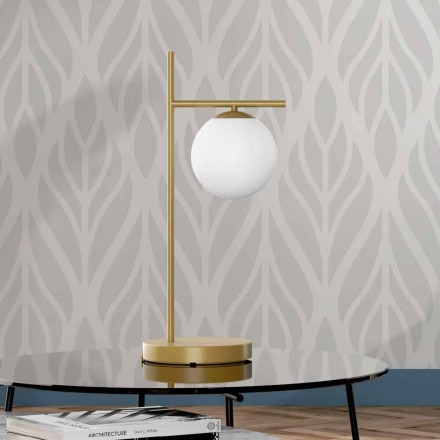 Lampada da Tavolo Moderna in Finitura Ottone e Vetro Made in Italy - Carima Viadurini