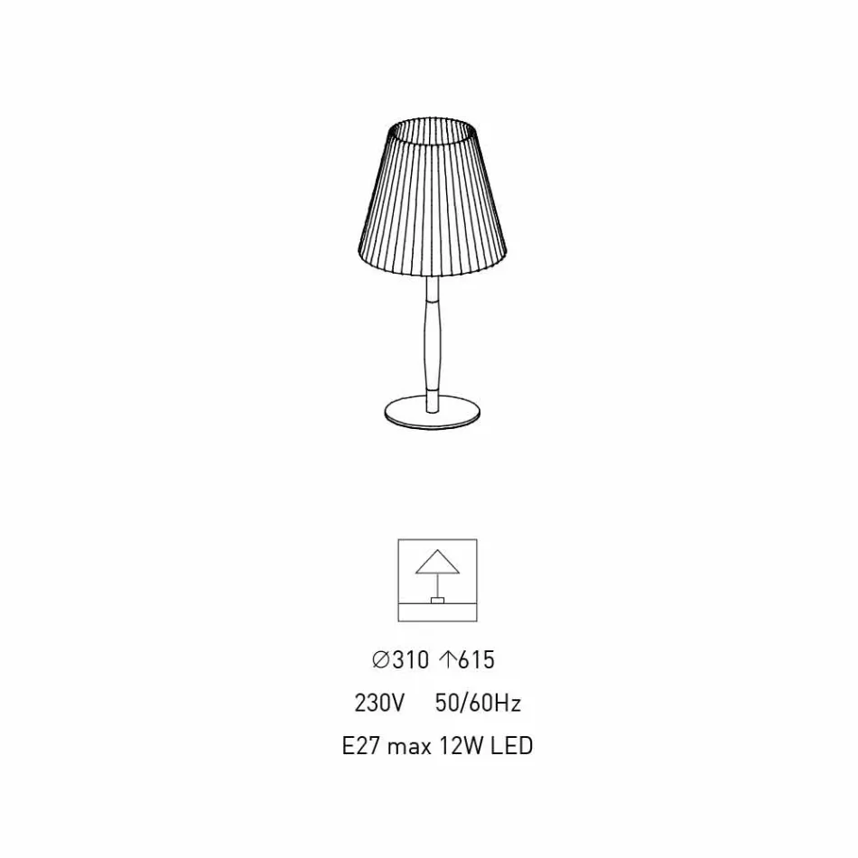 Lampada da Tavolo Moderna in Metallo, Legno e Organza Made in Italy - Boom Viadurini