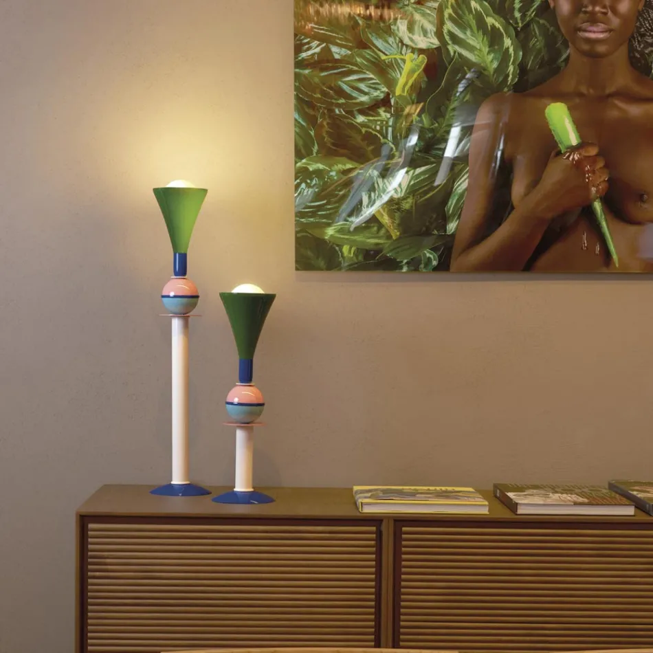 Lampada da tavolo multicolore in alluminio Slide Carmen,made in Italy Viadurini