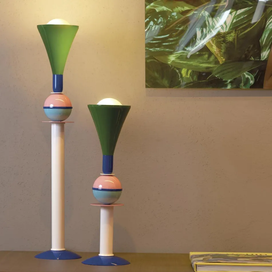 Lampada da tavolo multicolore in alluminio Slide Carmen,made in Italy Viadurini