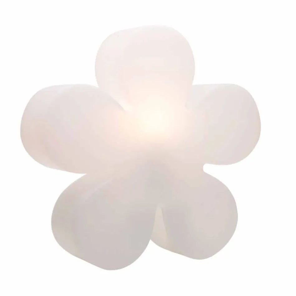 Lampada da Tavolo o Terra Design Moderno a Fiore in Plastica Bianca - Fiorestar Viadurini