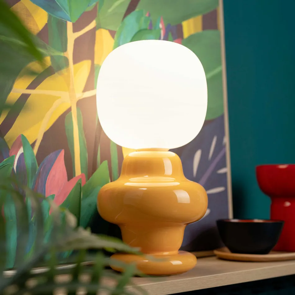 Lampada da Tavolo Realizzata in Ceramica e Vetro Made in Italy - Capocabana Viadurini