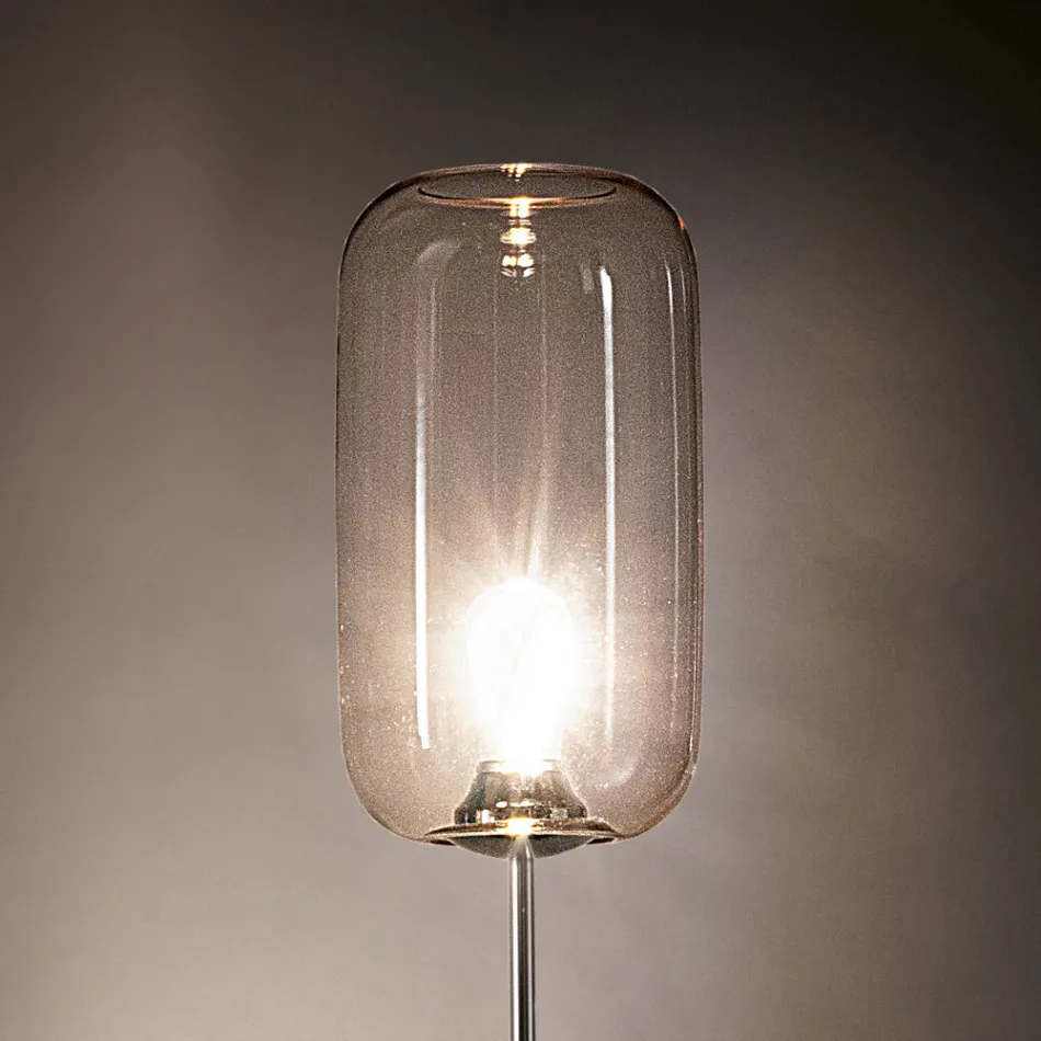 Lampada da Terra Artigianale in Vetro Veneziano Soffiato a Mano - Bambù Viadurini