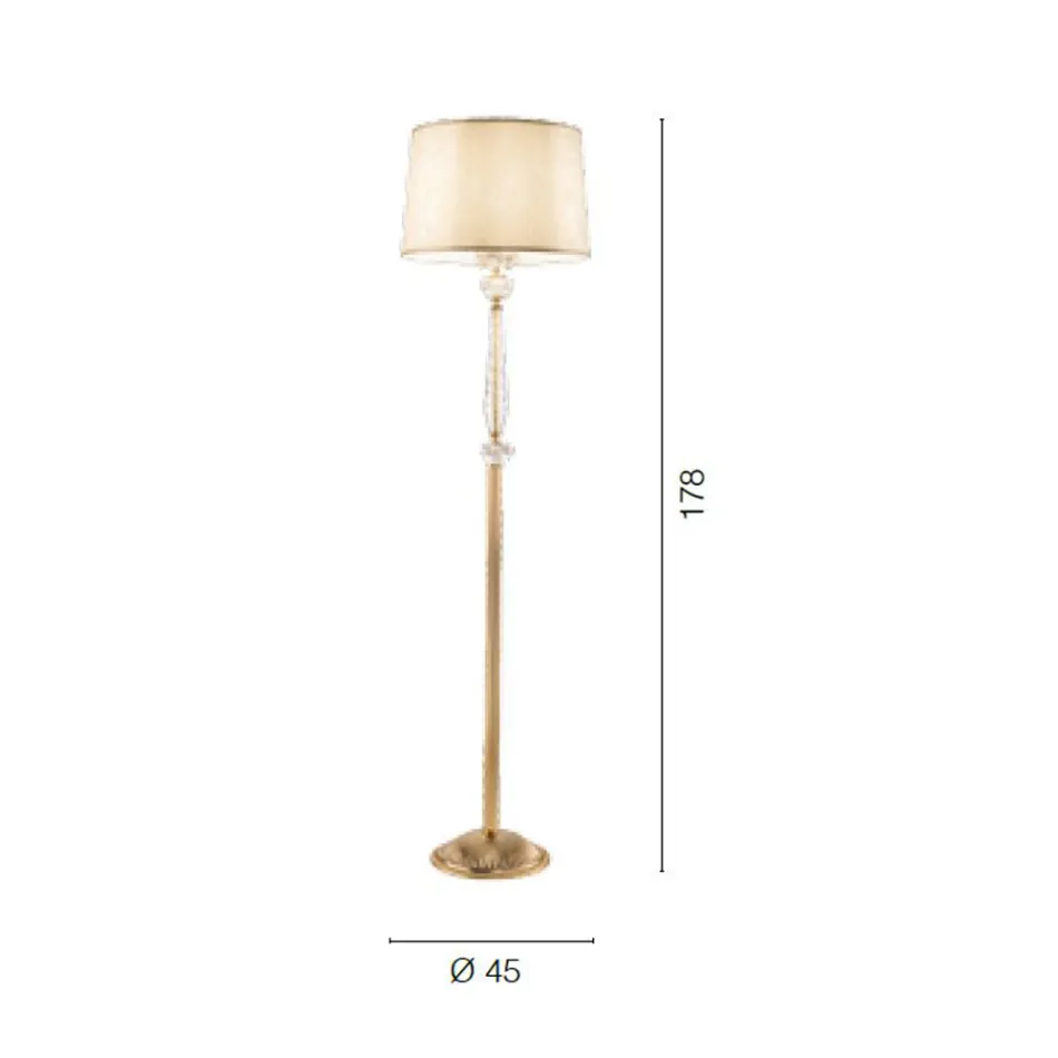 Lampada da Terra Classica in Porcellana e Vetro Soffiato di Lusso - Eteria Viadurini