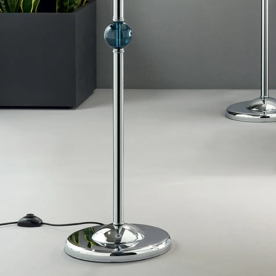 Lampada da Terra Classico in Vetro Artigianale Italiano e Paralume - Memore Viadurini