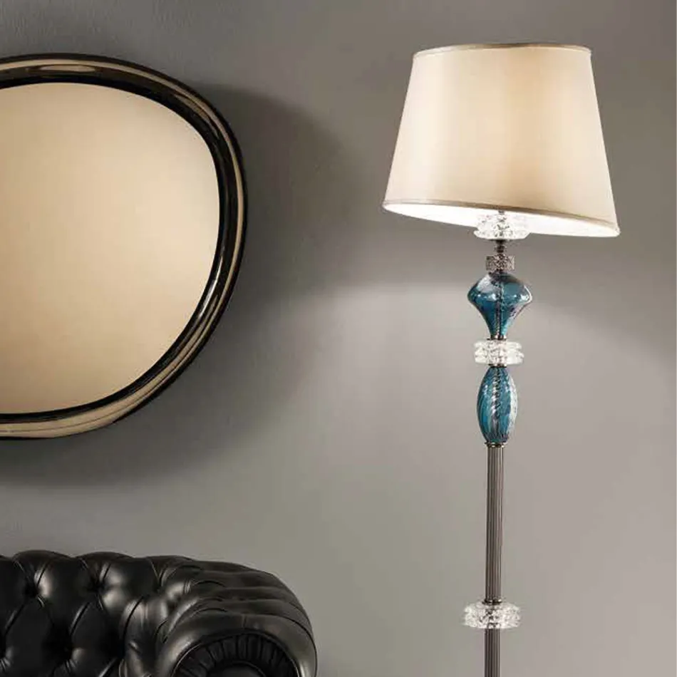 Lampada da Terra con Paralume in Vetro Artigianale Made in Italy - Saline Viadurini