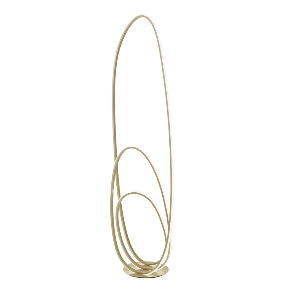 Lampada da Terra Design in Metallo Verniciato Finitura Oro con LED - Simea Viadurini