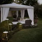 Lampada da Terra Giardino Alluminio Bianco Design a Foglia Ninfea - Cipriam Viadurini