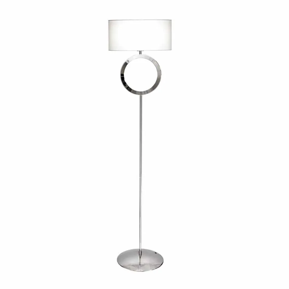 Lampada da terra in acciaio con paralume bianco Hmax 149,5cm Moon Viadurini