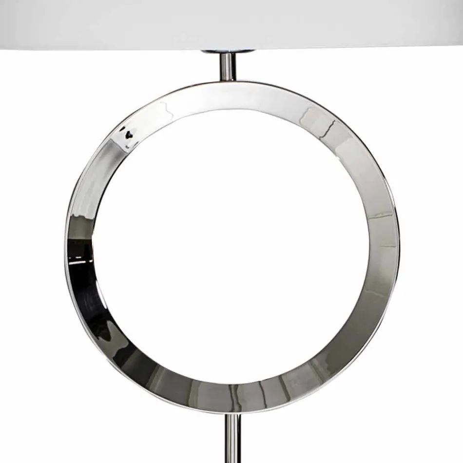 Lampada da terra in acciaio con paralume bianco Hmax 149,5cm Moon Viadurini
