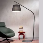 Lampada da Terra in Metallo con Paralume Rivestito in Tessuto - Rivella Viadurini