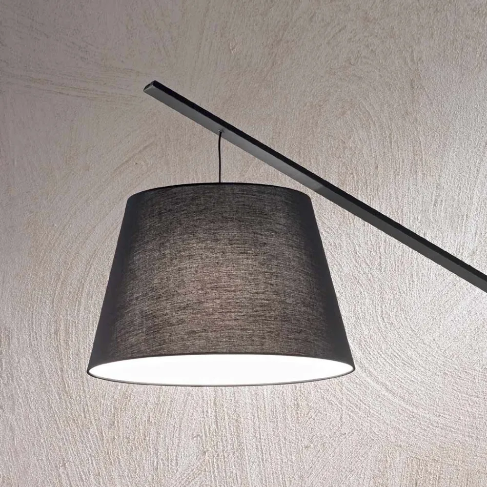 Lampada da Terra in Metallo con Paralume Rivestito in Tessuto - Rivella Viadurini