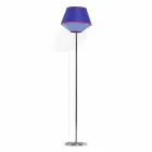 Lampada da Terra in Metallo Cromato con Paralume in Tessuto Made in Italy - Soya Viadurini