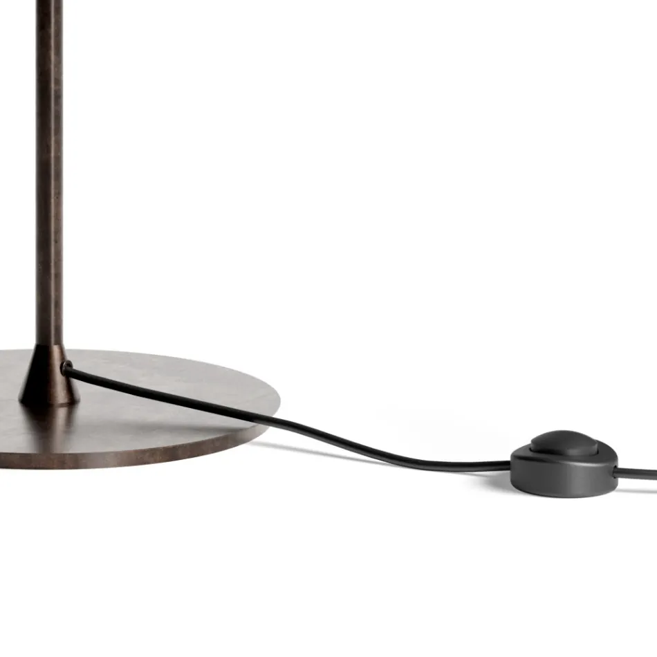 Lampada da Terra in Ottone Scuro e Vetro Stone Made in Italy - Bottega Viadurini