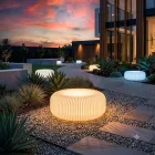 Lampada da Terra in Polietilene Alabastro per Esterni Made in Italy - Disco Viadurini