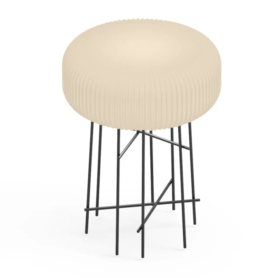 Lampada da Terra in Polietilene Alabastro per Esterni Made in Italy - Disco Viadurini