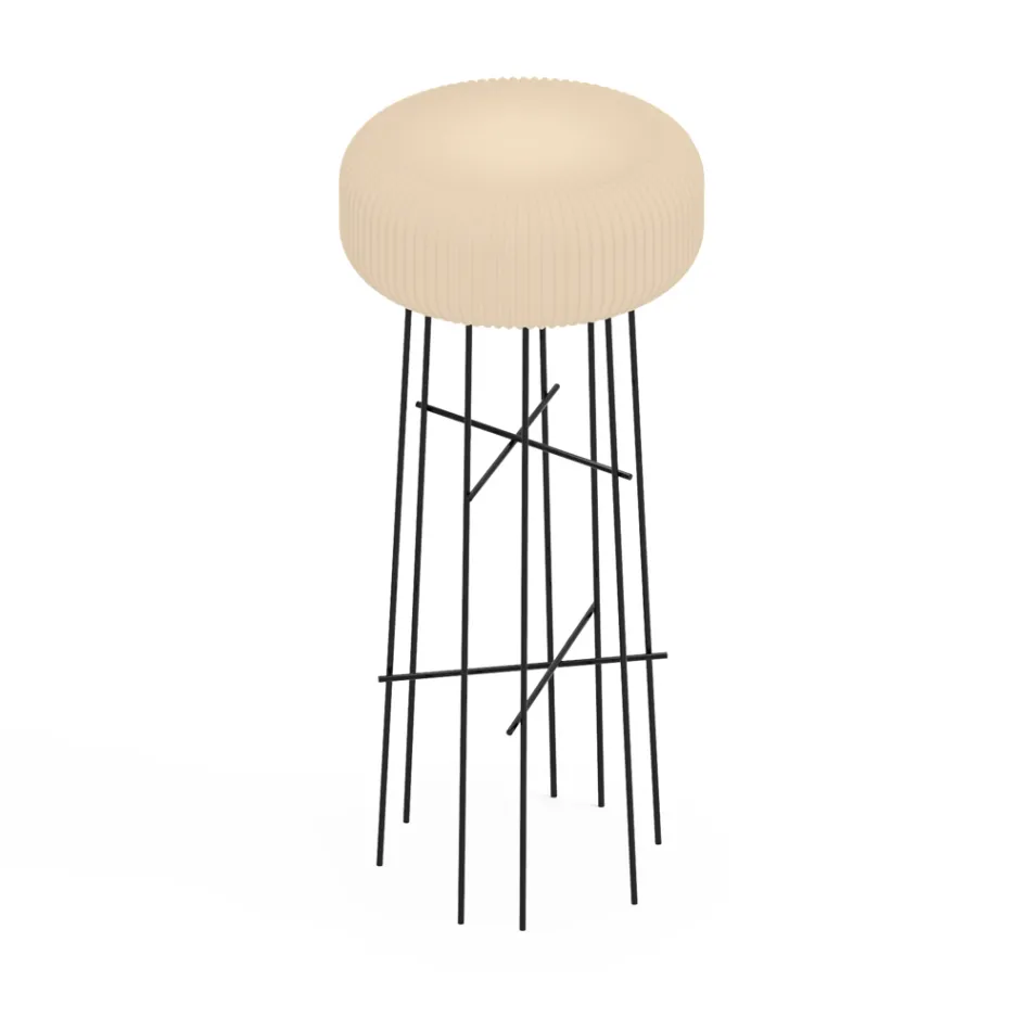 Lampada da Terra in Polietilene Alabastro per Esterni Made in Italy - Disco Viadurini