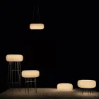 Lampada da Terra in Polietilene Alabastro per Esterni Made in Italy - Disco Viadurini