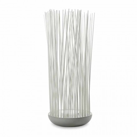 Lampada da Terra Led in Tecnopolimero Grigio e Bacchette in Pvc Bianco - Tatto Viadurini