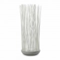 Lampada da Terra Led in Tecnopolimero Grigio e Bacchette in Pvc Bianco - Tatto