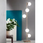 Lampada da Terra Moderna in Metallo Nero o Oro e Vetro Soffiato - Birga Viadurini