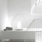 Lampada da Terra o da Appoggio in Filo Metallico Bianco o Bronzo - Lanterna Viadurini
