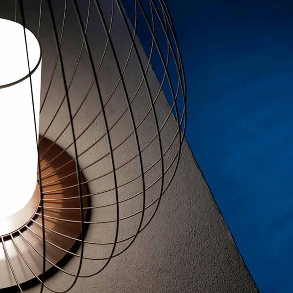 Lampada da Terra o da Appoggio in Filo Metallico Bianco o Bronzo - Lanterna Viadurini