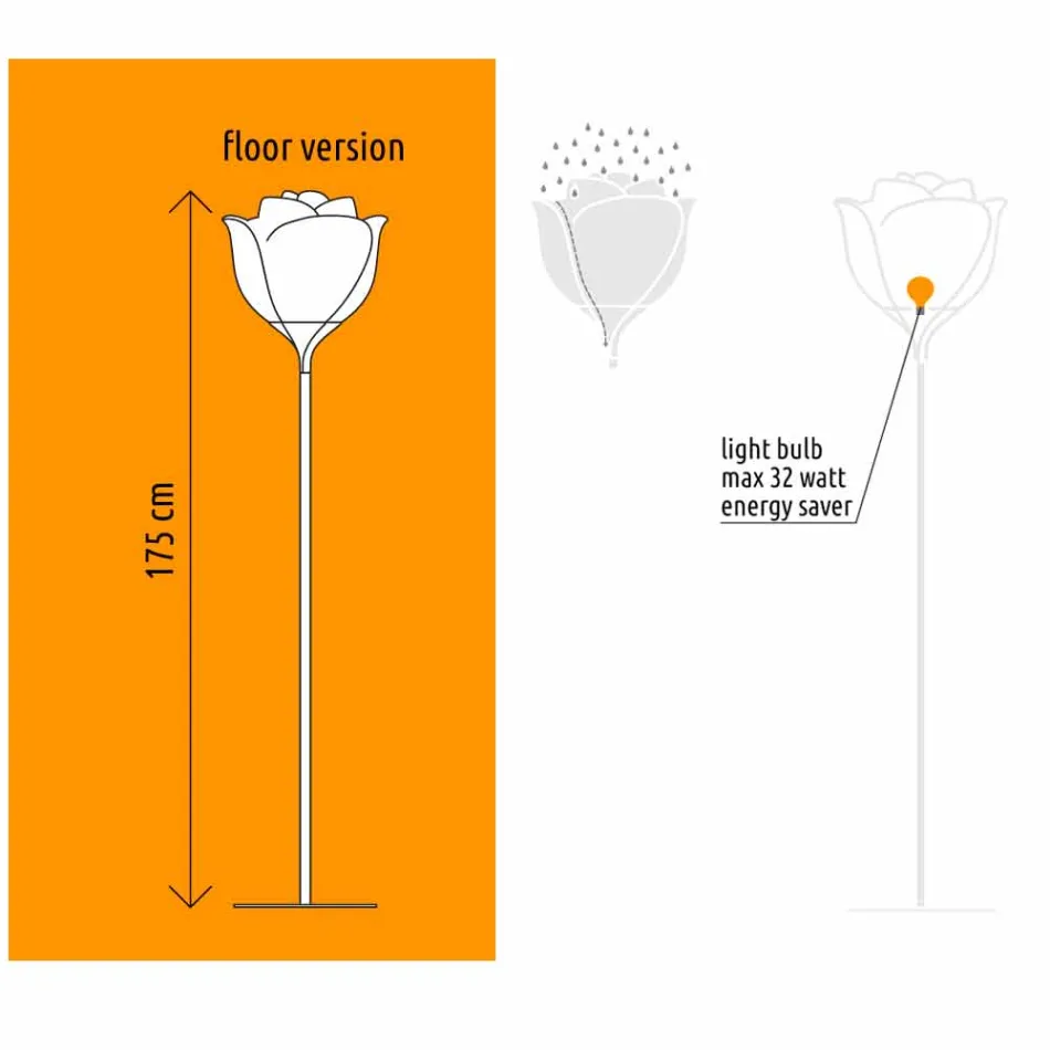 Lampada da Terra per Esterni di Design a Fiore in Plastica - Baby Love by Myyour Viadurini