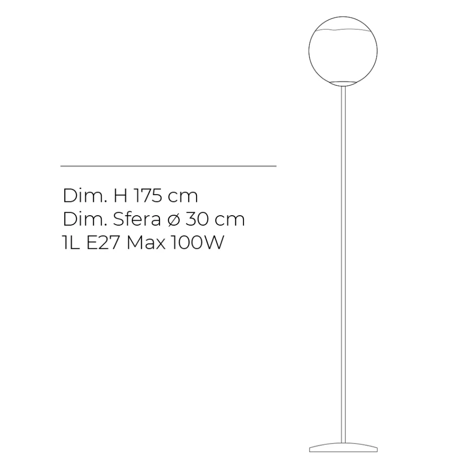 Lampada da Terra su Piantana in Vetro Incamiciato Bianco Made in Italy - Isotta Viadurini