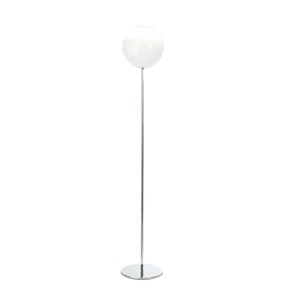 Lampada da Terra su Piantana in Vetro Incamiciato Bianco Made in Italy - Isotta Viadurini