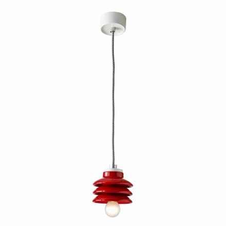 Lampada di design a sospensione in ceramica rosso made in Italy Asia Viadurini
