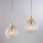 Lampada di Design in Metallo in Vetro con Pendenti in Cristallo - Atlas Viadurini