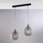 Lampada di Design in Metallo in Vetro con Pendenti in Cristallo - Atlas Viadurini