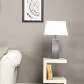 Lampada di design moderno da tavolo in acciaio e paralume bianco Renna