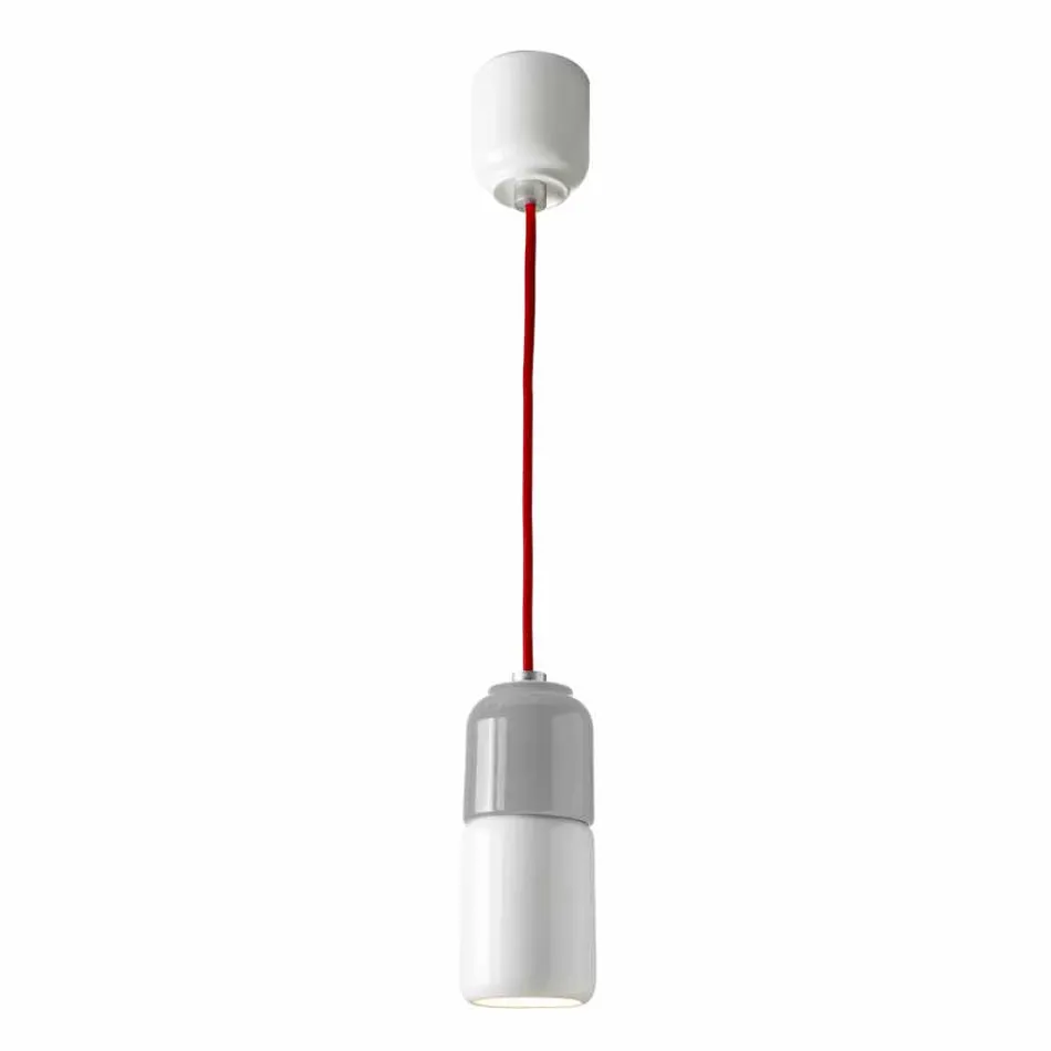 Lampada di design sospesa in ceramica e alluminio made in Italy Asia Viadurini