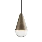 Lampada Doppia a Sospensione in Ferro e Vetro Made in Italy - Nuvoloso Viadurini