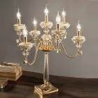 Lampada Flambeaux 7 Luci Classica in Porcellana e Vetro Soffiato - Eteria Viadurini
