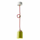 Lampada in legno di faggio e ceramica sospesa fatta in Italia Asia Viadurini
