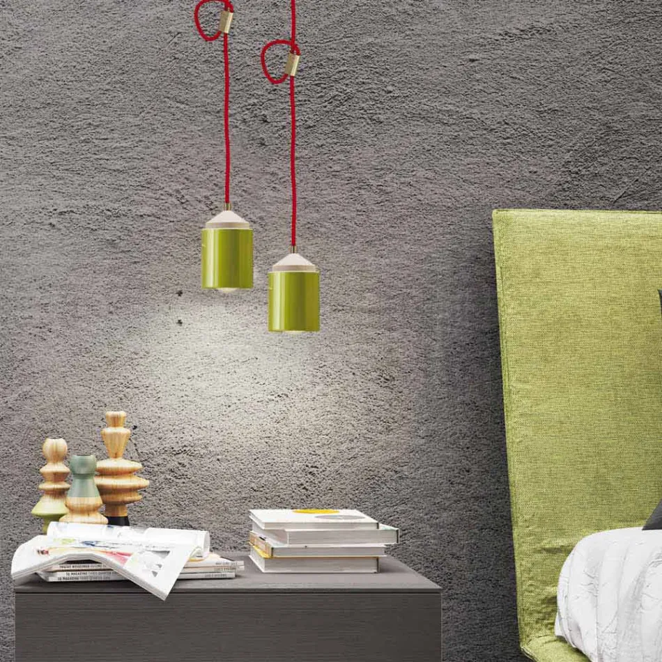 Lampada in legno di faggio e ceramica sospesa fatta in Italia Asia Viadurini