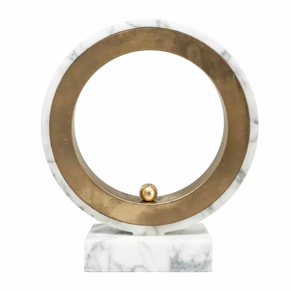 Lampada in Marmo Bianco Carrara e Ottone Made in Italy 2 Dimensioni - Nazife Viadurini