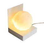 Lampada in Metallo con Sfera Bianca in Marmo Satinato Made in Italy - Issei Viadurini