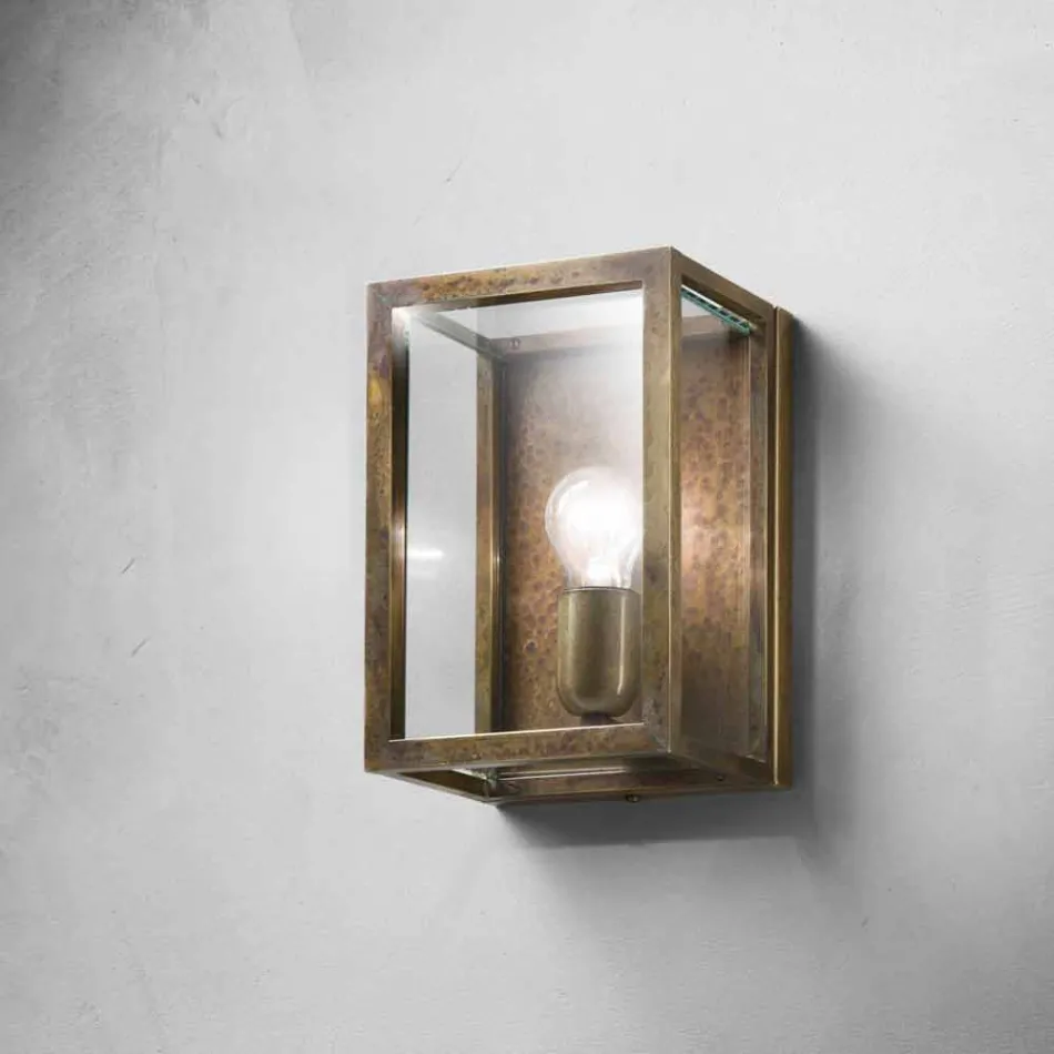Lampada industriale da parete in ottone e vetro Quadro Il Fanale Viadurini