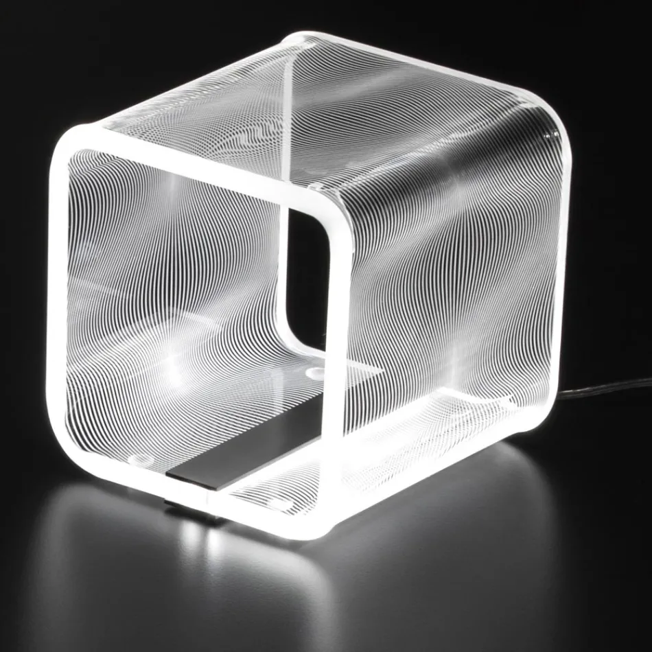 Lampada Led in Cristallo Acrilico Trasparente Decoro a Laser - Robiola Viadurini