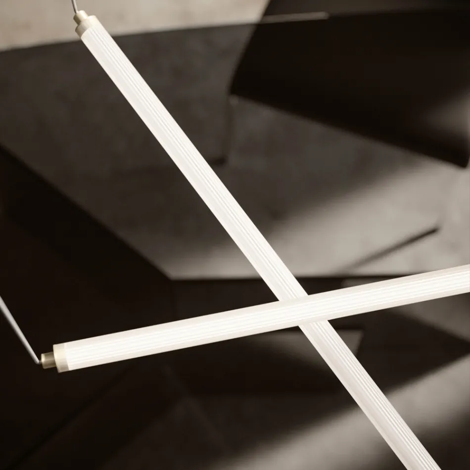Lampada Led Moderna in Vetro Rigato dal Design Esclusivo Made in Italy - Lys Viadurini