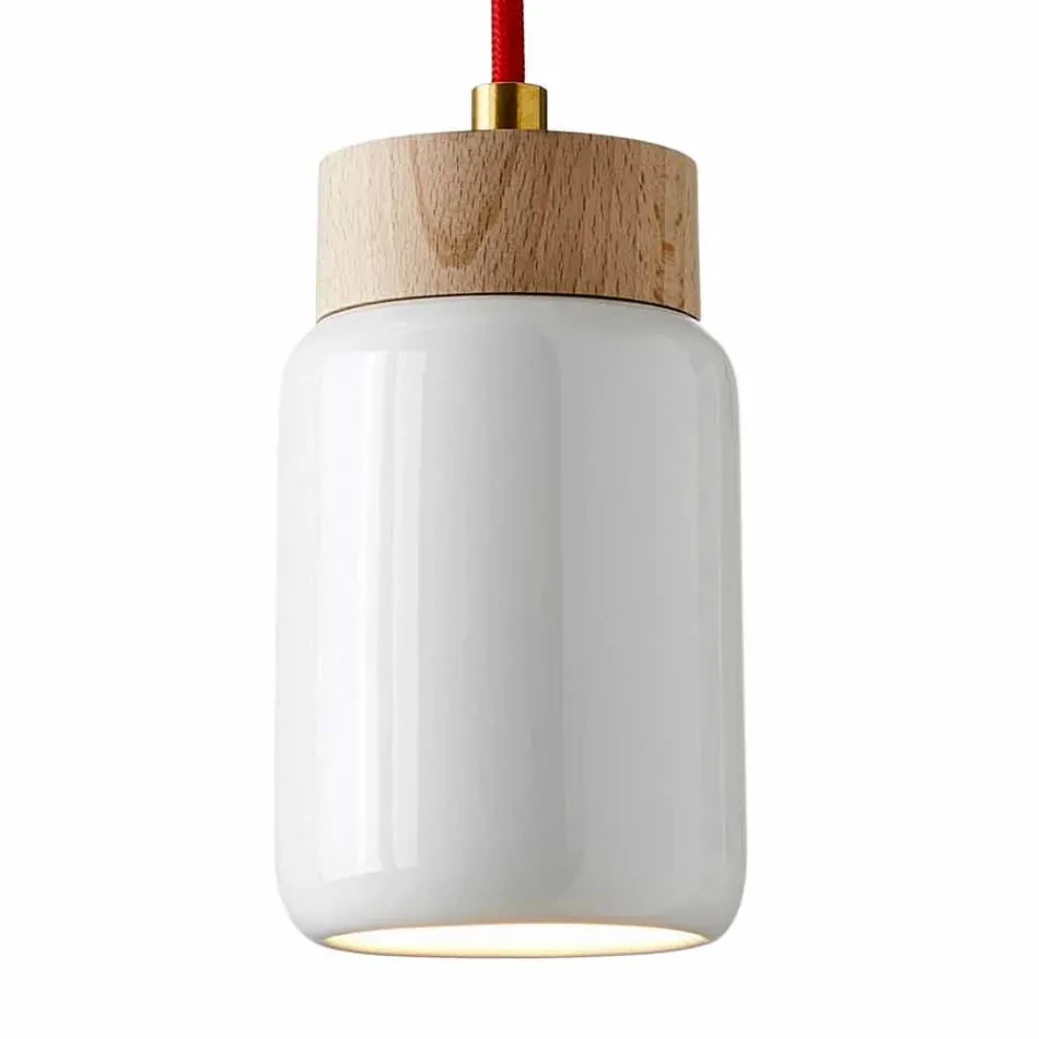 Lampada moderna a sospensione in ceramica bianca made in Italy Asia Viadurini