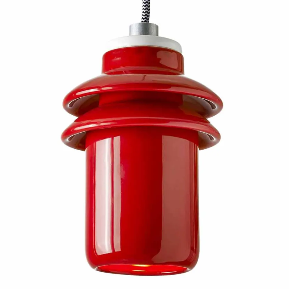 Lampada moderna a sospensione in ceramica rossa made in Italy Asia Viadurini